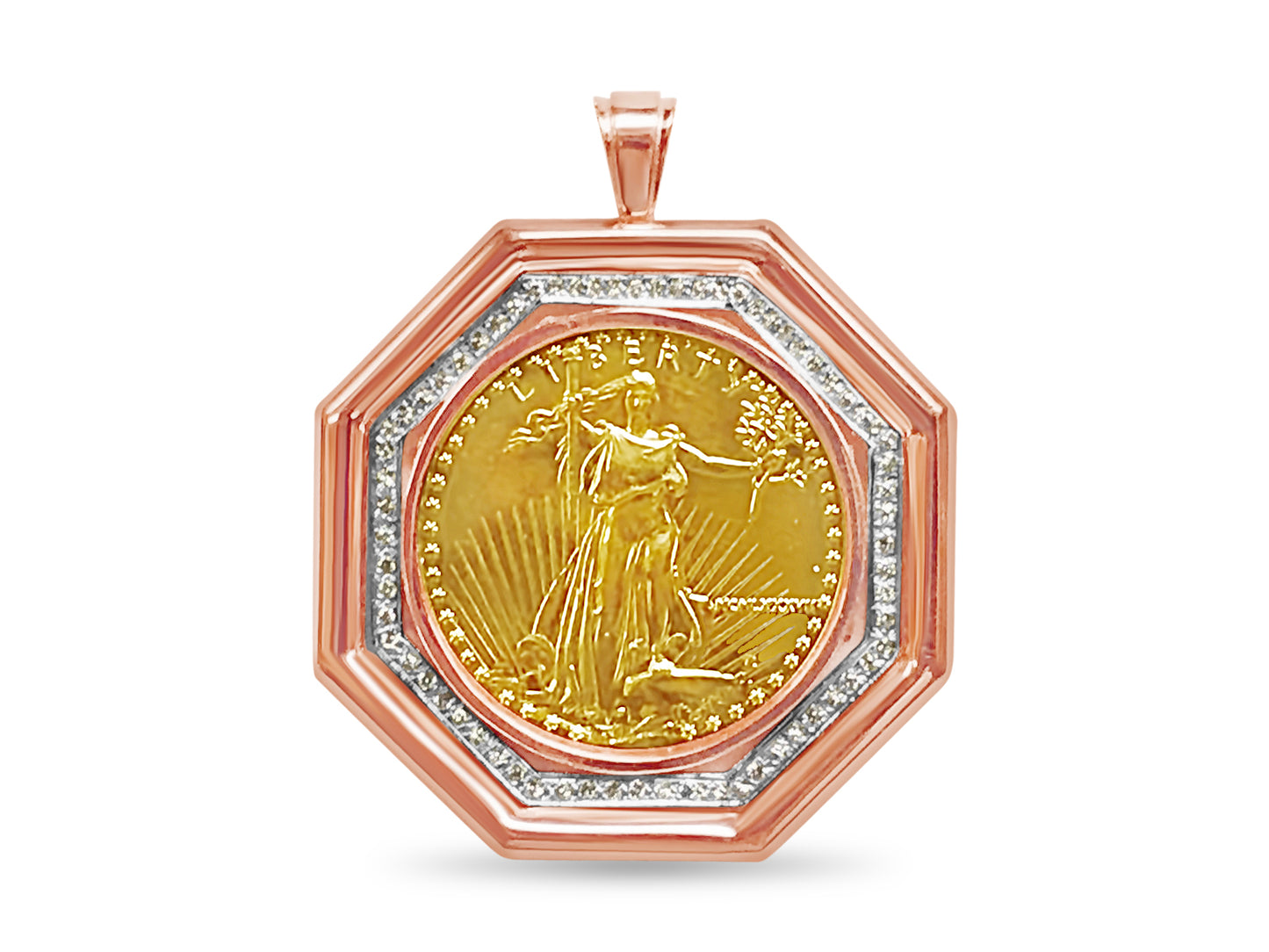 Handmade Solid Gold Fancy Coin Pendant , 1oz Coin ,