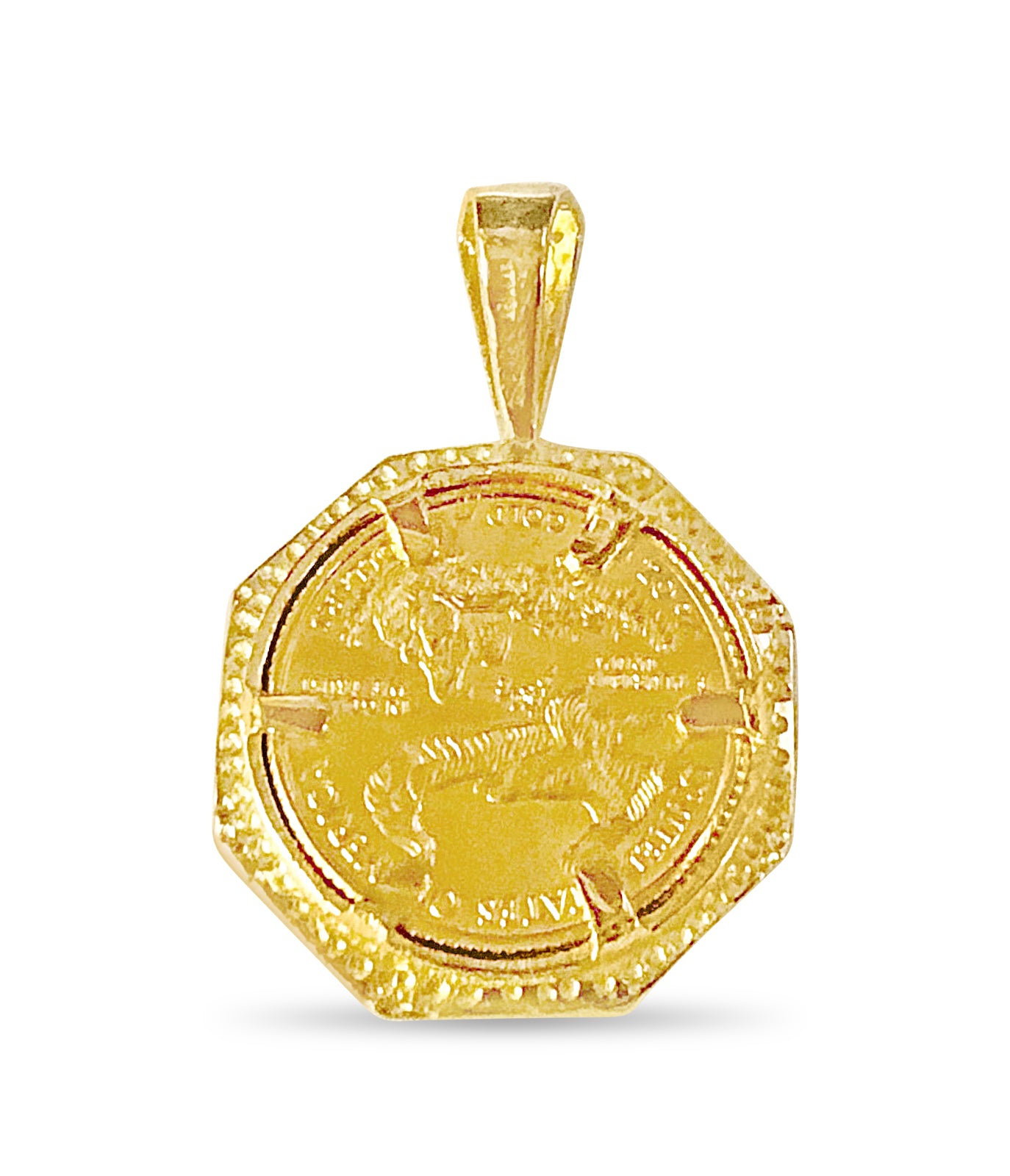 Handmade Solid Gold Fancy Coin Pendant , 1/4oz Coin ,
