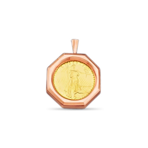 Handmade Solid Gold Fancy Coin Pendant , 1oz Coin ,