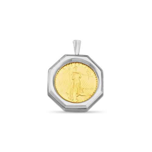 Handmade Solid Gold Fancy Coin Pendant , 1oz Coin ,
