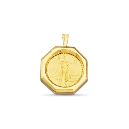 Handmade Solid Gold Fancy Coin Pendant , 1oz Coin ,