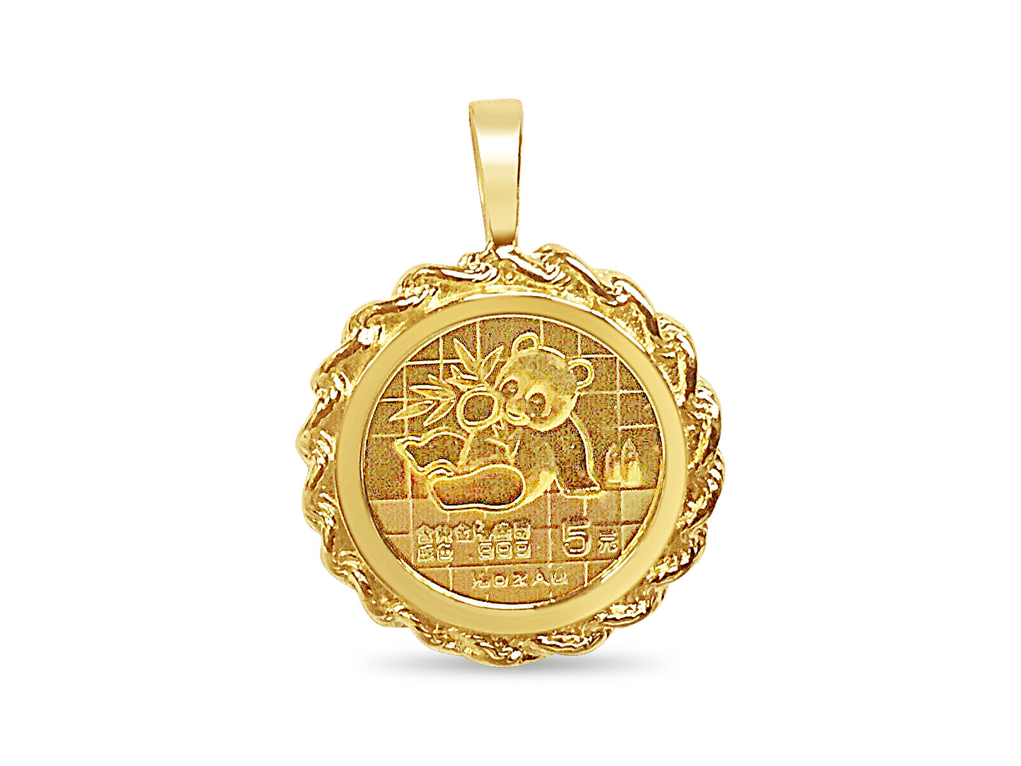 Handmade Solid Gold Fancy Coin Pendant , Chinese Panda Bear Coin ,