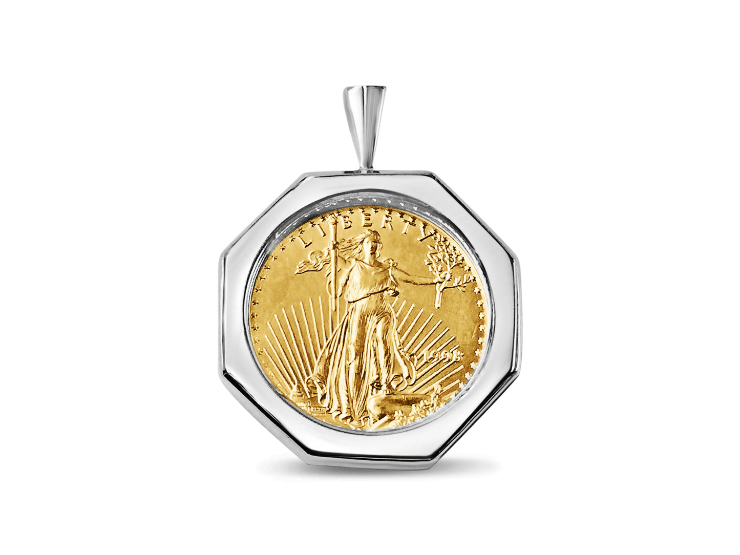 Handmade Solid Gold Fancy Coin Pendant , 1/2oz Coin ,