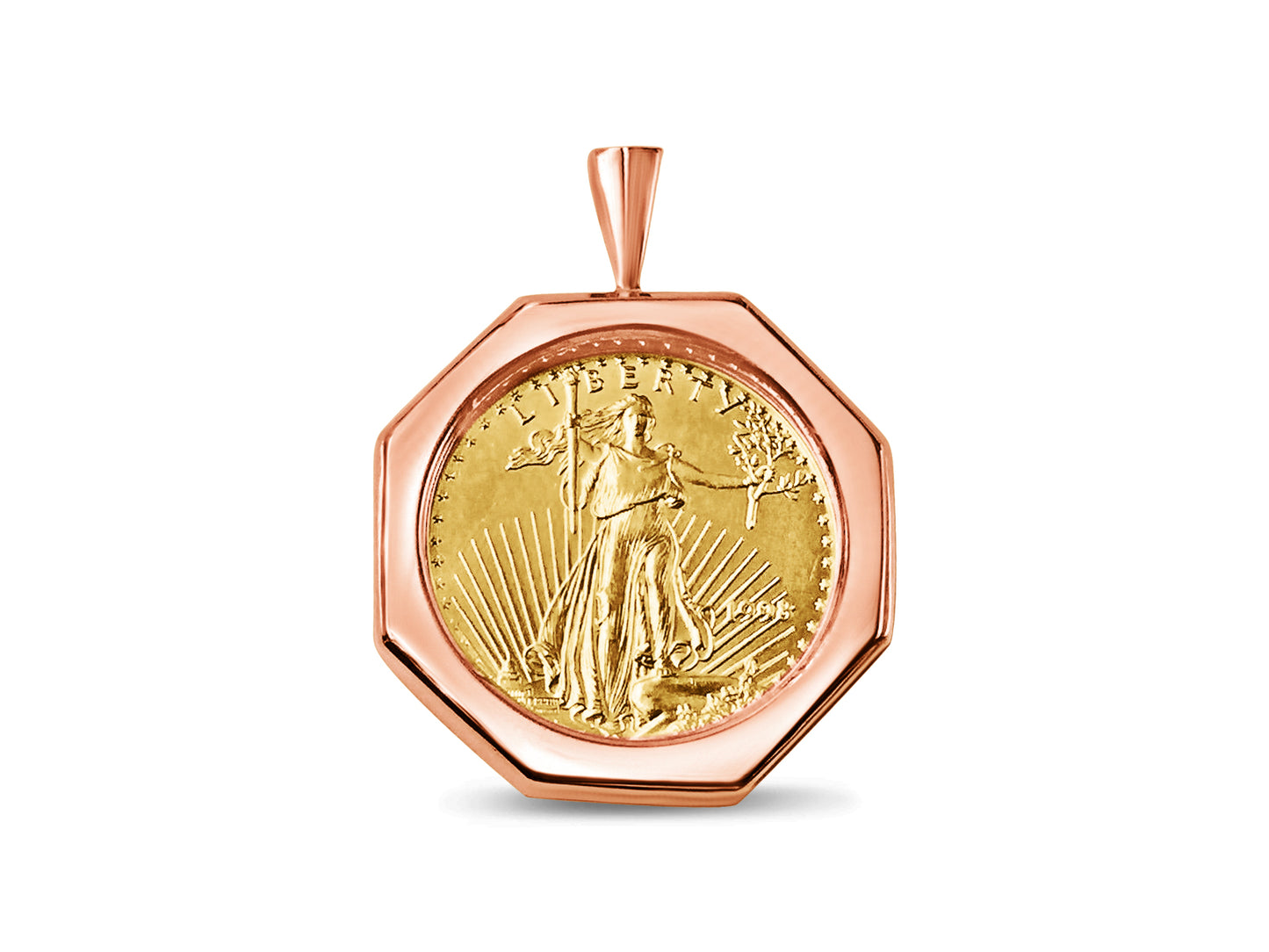 Handmade Solid Gold Fancy Coin Pendant , 1/2oz Coin ,