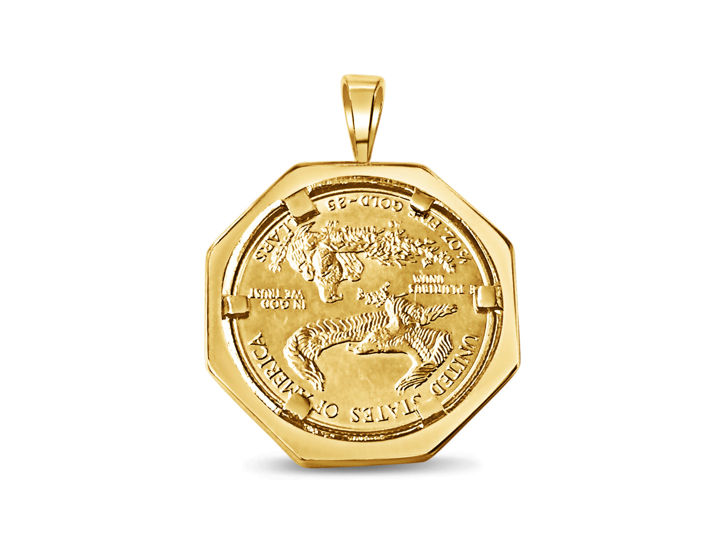 Handmade Solid Gold Fancy Coin Pendant , 1/2oz Coin ,