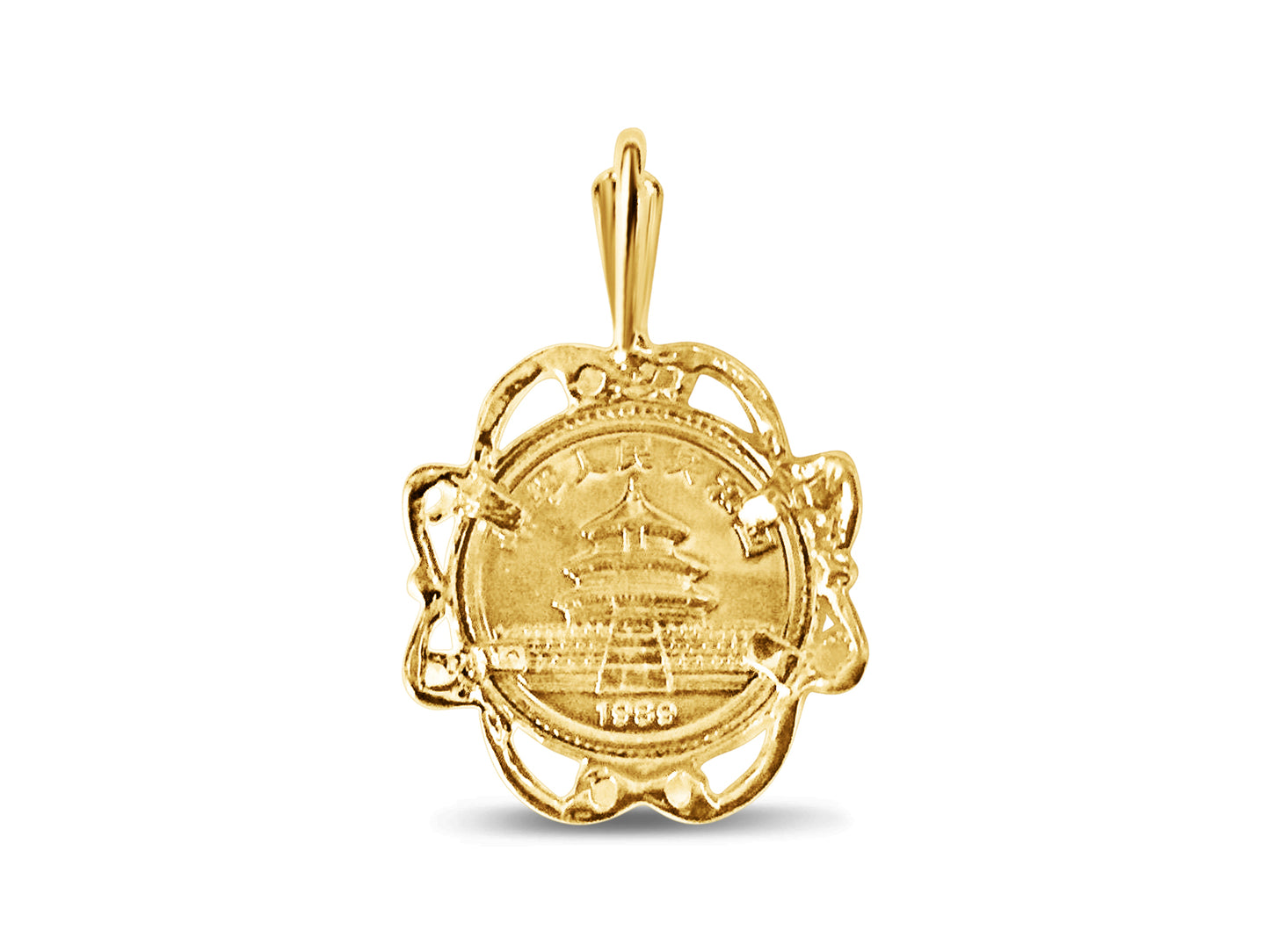 Handmade Solid Gold Fancy Coin Pendant , Chinese Panda Bear Coin ,
