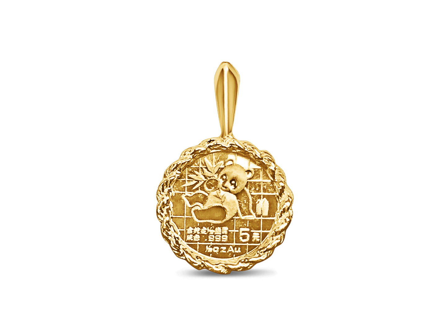 Handmade Solid Gold Fancy Coin Pendant , Chinese Panda Bear Coin ,
