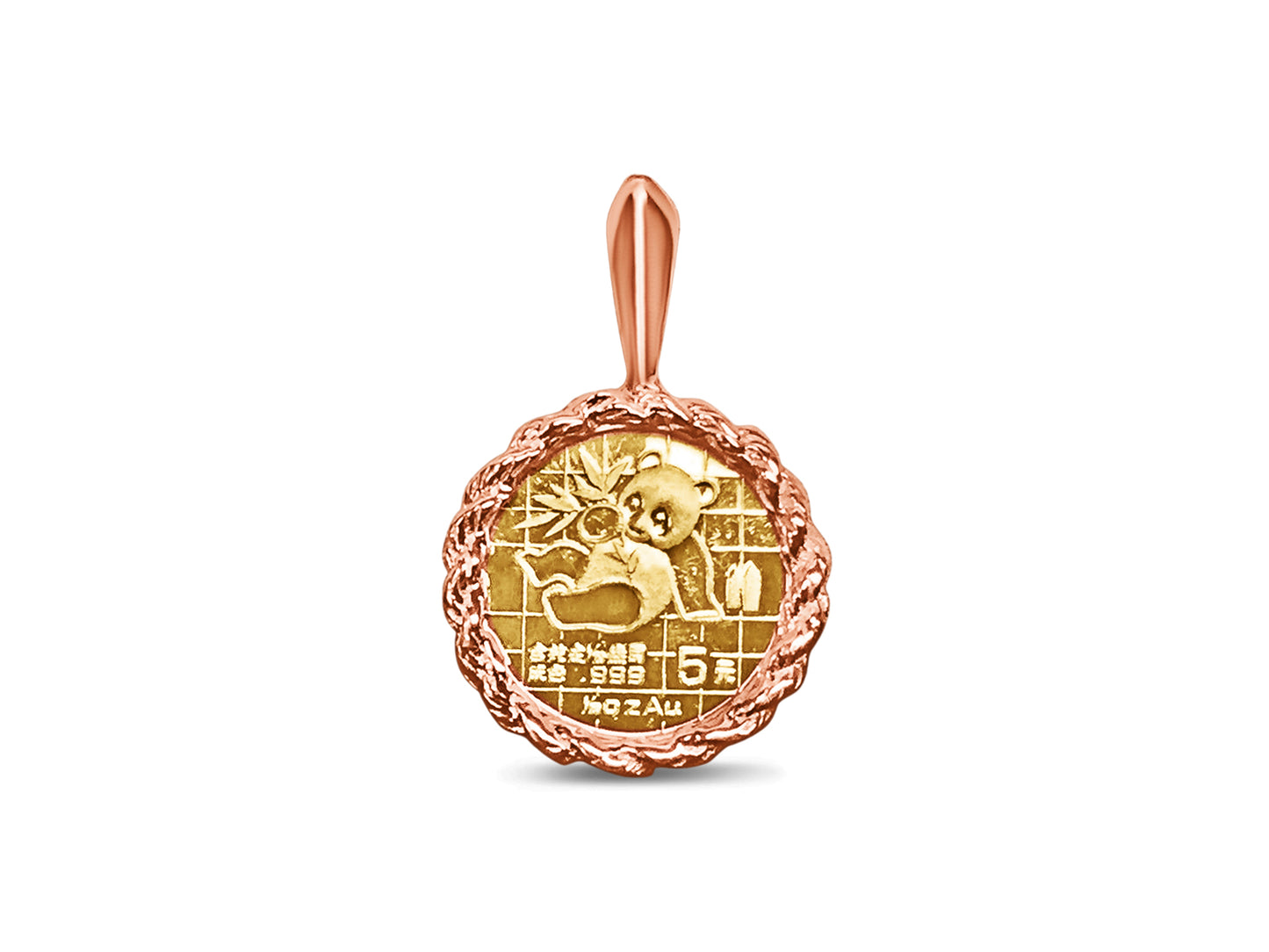 Handmade Solid Gold Fancy Coin Pendant , Chinese Panda Bear Coin ,
