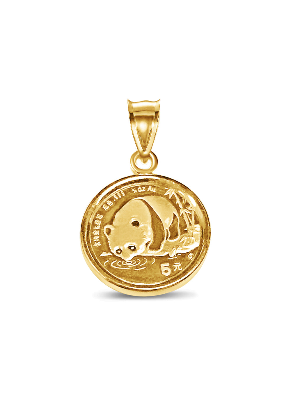 Handmade Solid Gold Classic Coin Pendant , Chinese Panda Bear Coin ,