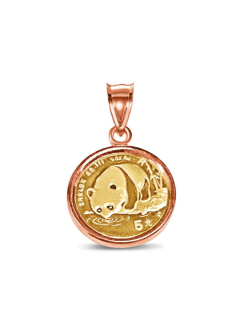 Handmade Solid Gold Classic Coin Pendant , Chinese Panda Bear Coin ,