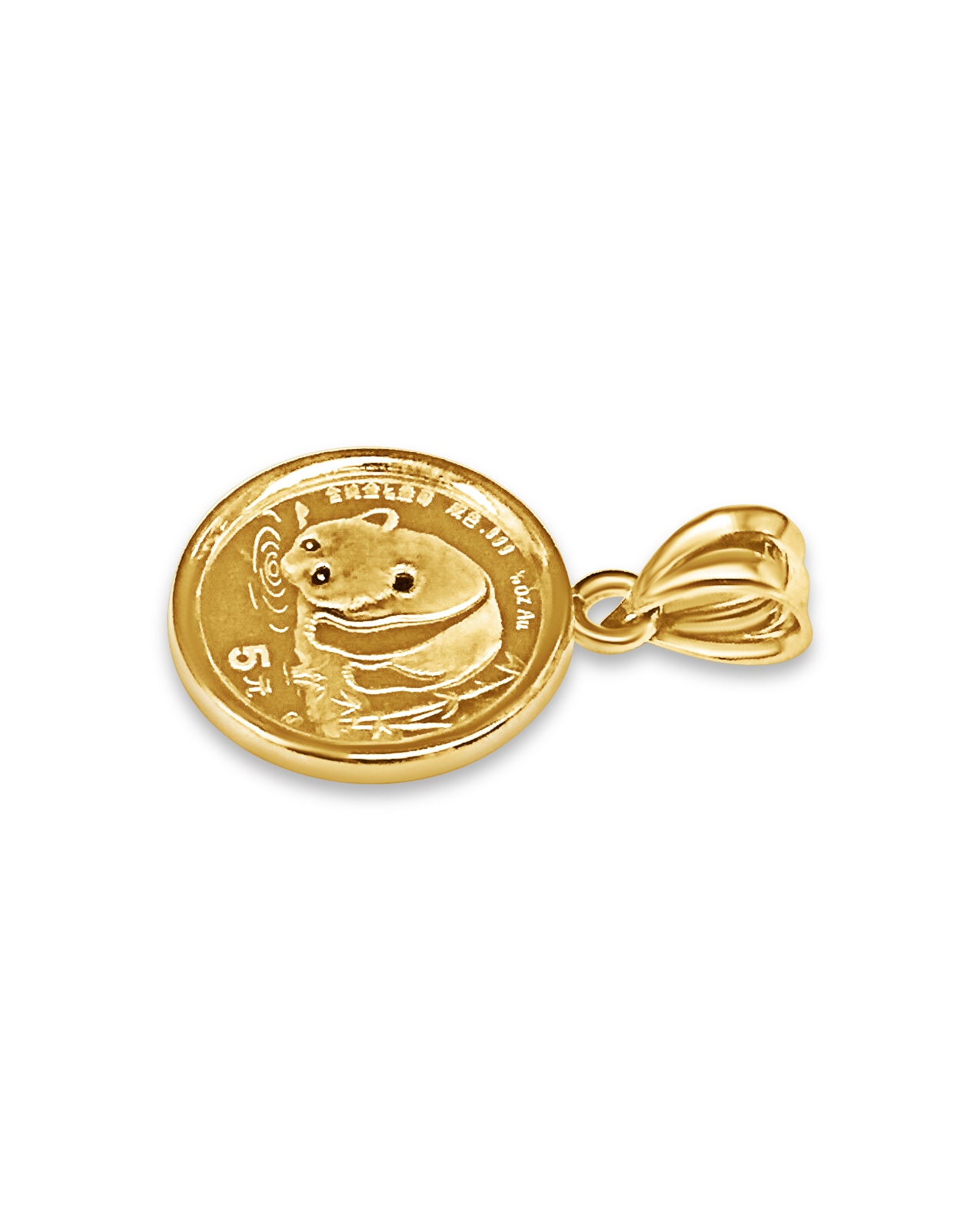 Handmade Solid Gold Classic Coin Pendant , Chinese Panda Bear Coin ,