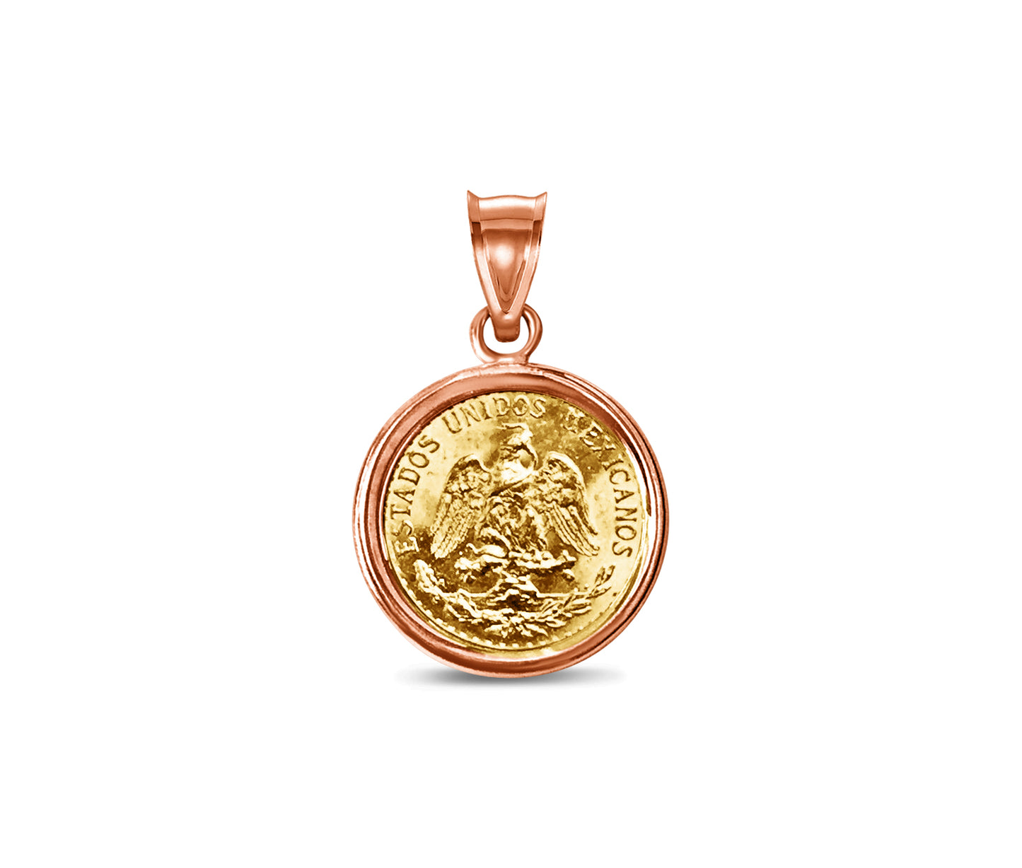 Handmade Solid Gold Classic Coin Pendant , Dos Pesos Coin ,