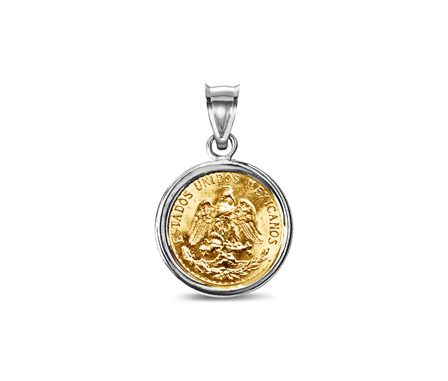 Handmade Solid Gold Classic Coin Pendant , Dos Pesos Coin ,