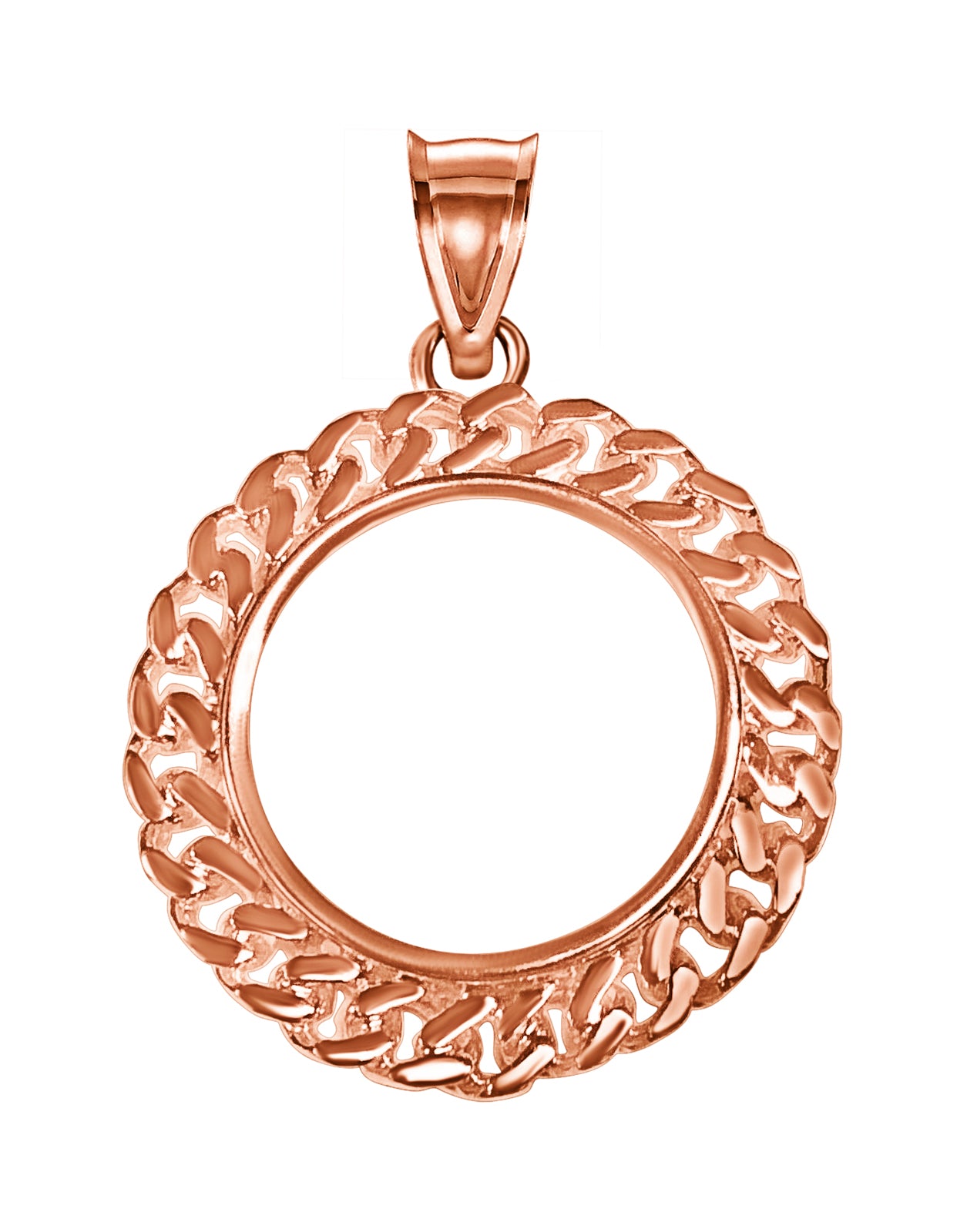 Handmade Solid Gold Curb Chain Link Frame Coin Pendant , 1oz Coin ,