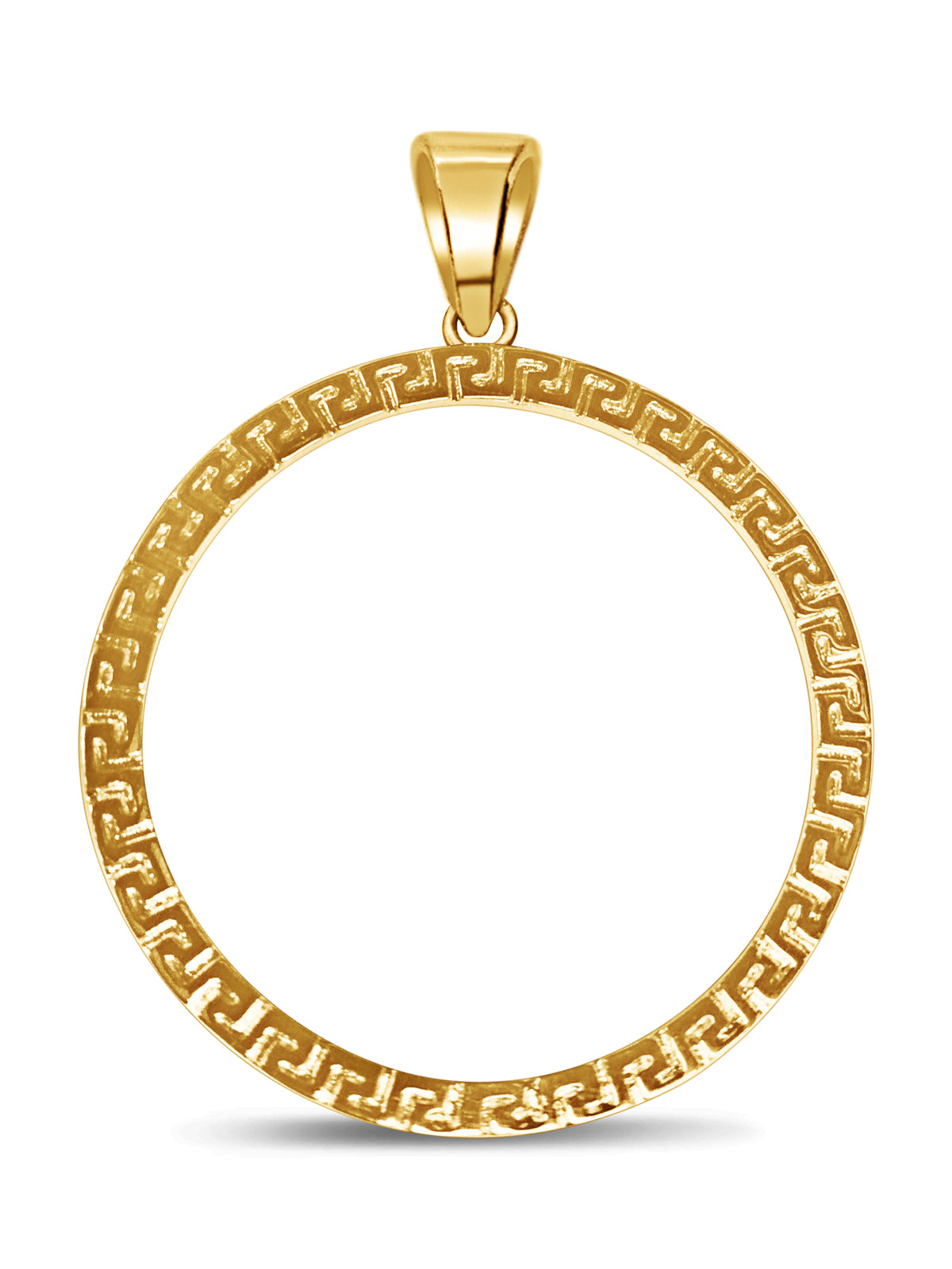 Handmade Solid Gold Greek Key Coin Frame Coin Pendant ,