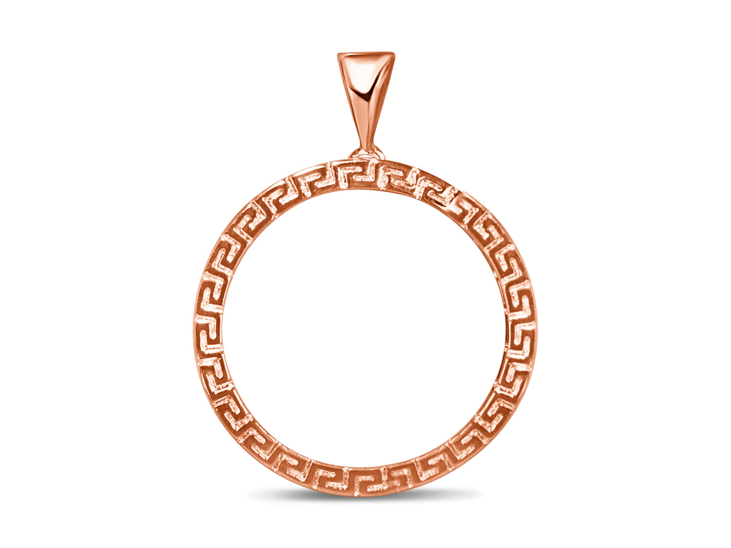Handmade Solid Gold Greek Key Frame Coin Pendant , 22mm