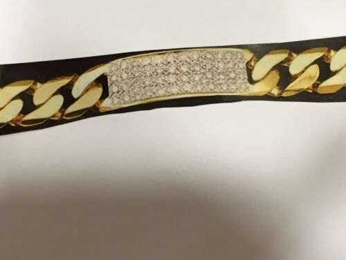 Handmade Solid Gold Diamond ID Curb Bracelet , 16mm