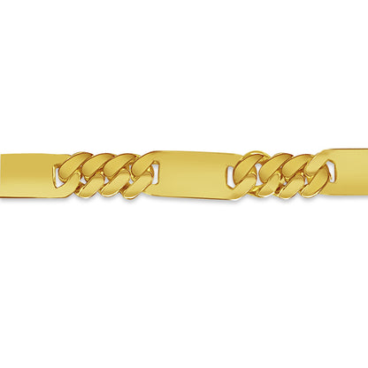 Handmade Solid Gold Figaro Bar Necklace , 8mm
