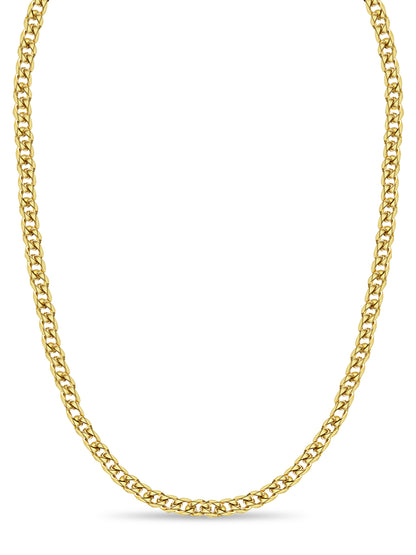 Handmade Solid Gold Curb Necklace , 17mm