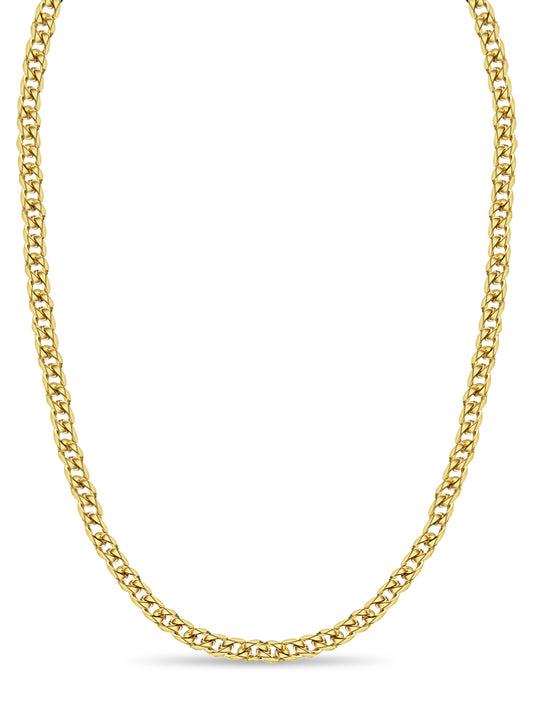 Handmade Solid Gold Curb Necklace , 17mm