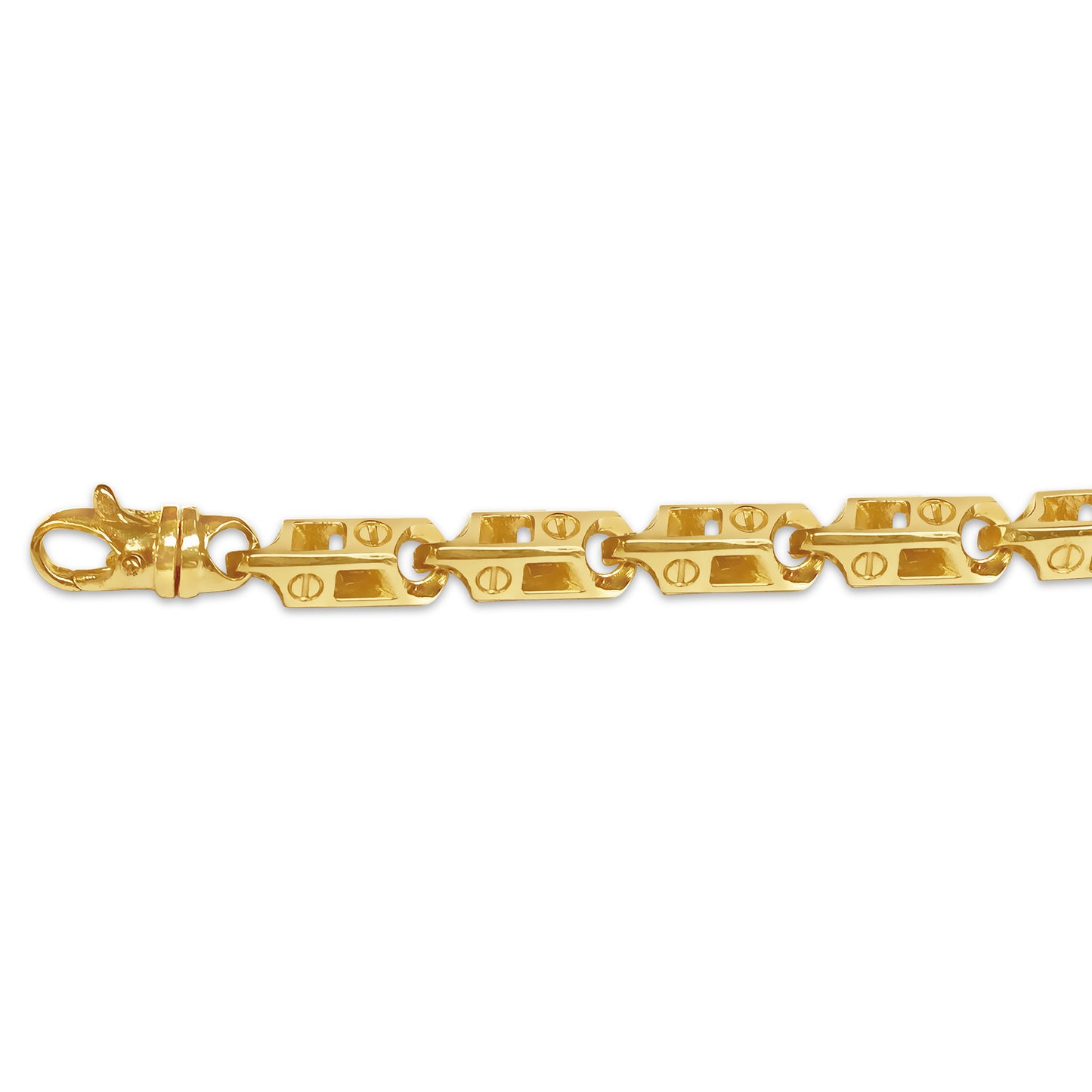 Handmade Solid Gold Fancy Screw Bracelet , 7mm