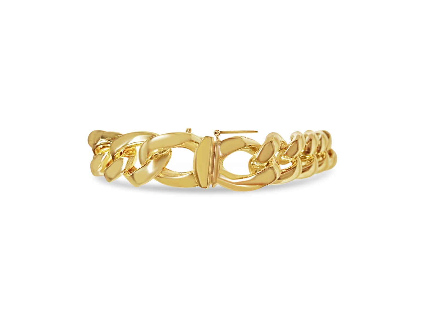 Handmade Solid Gold Curb Bracelet , 13mm