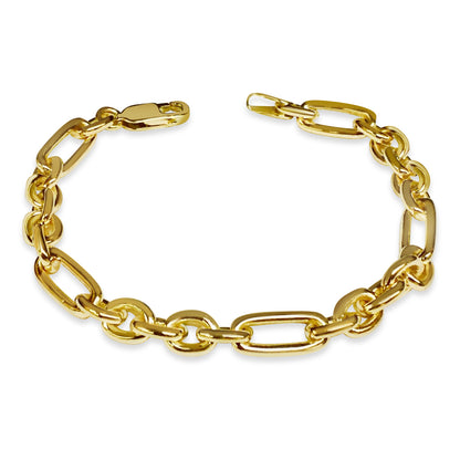 Handmade Solid Gold Rolo (Figaro) Bracelet , 7mm