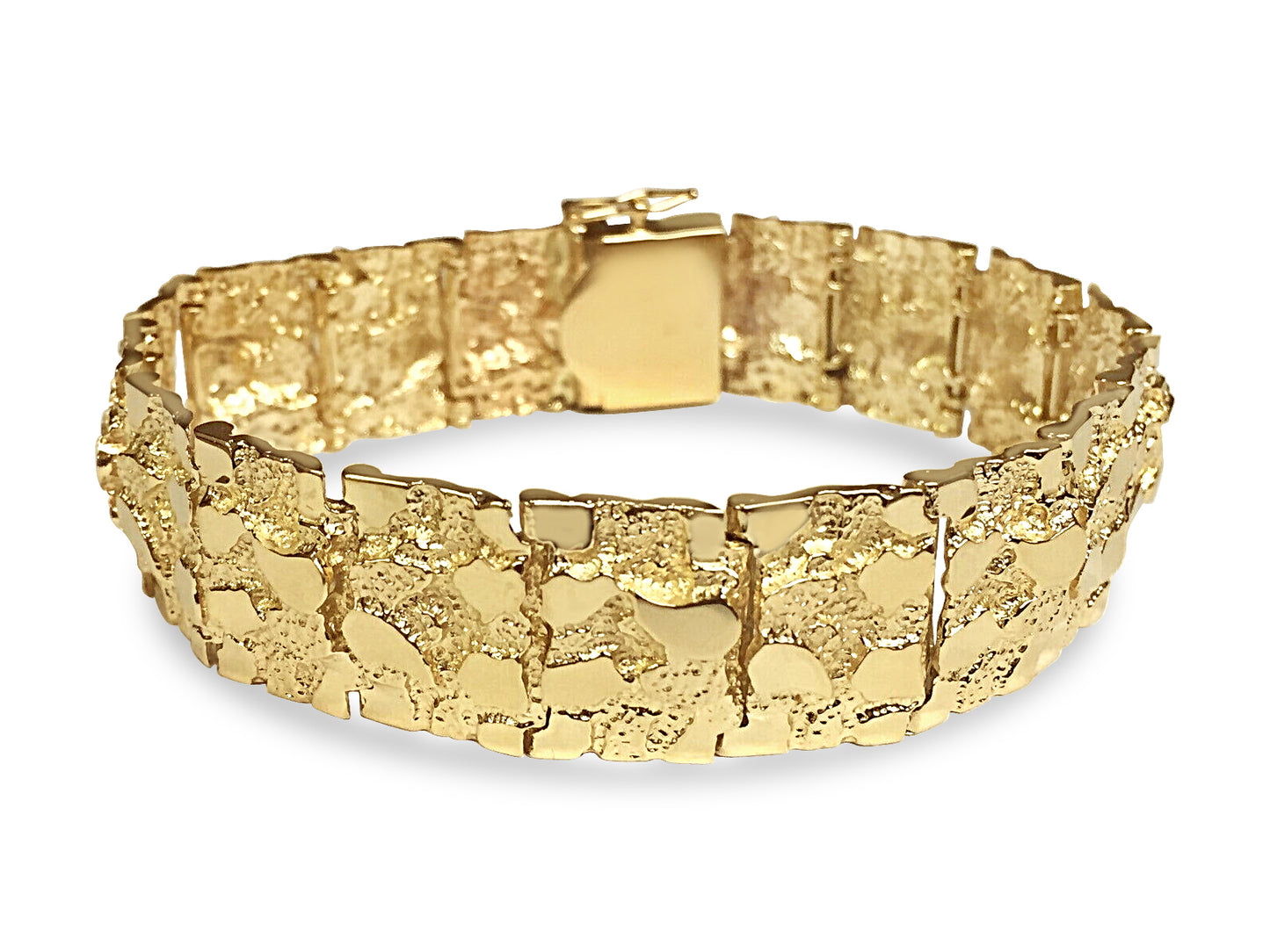 Handmade Solid Gold Nugget Bracelet , 17mm