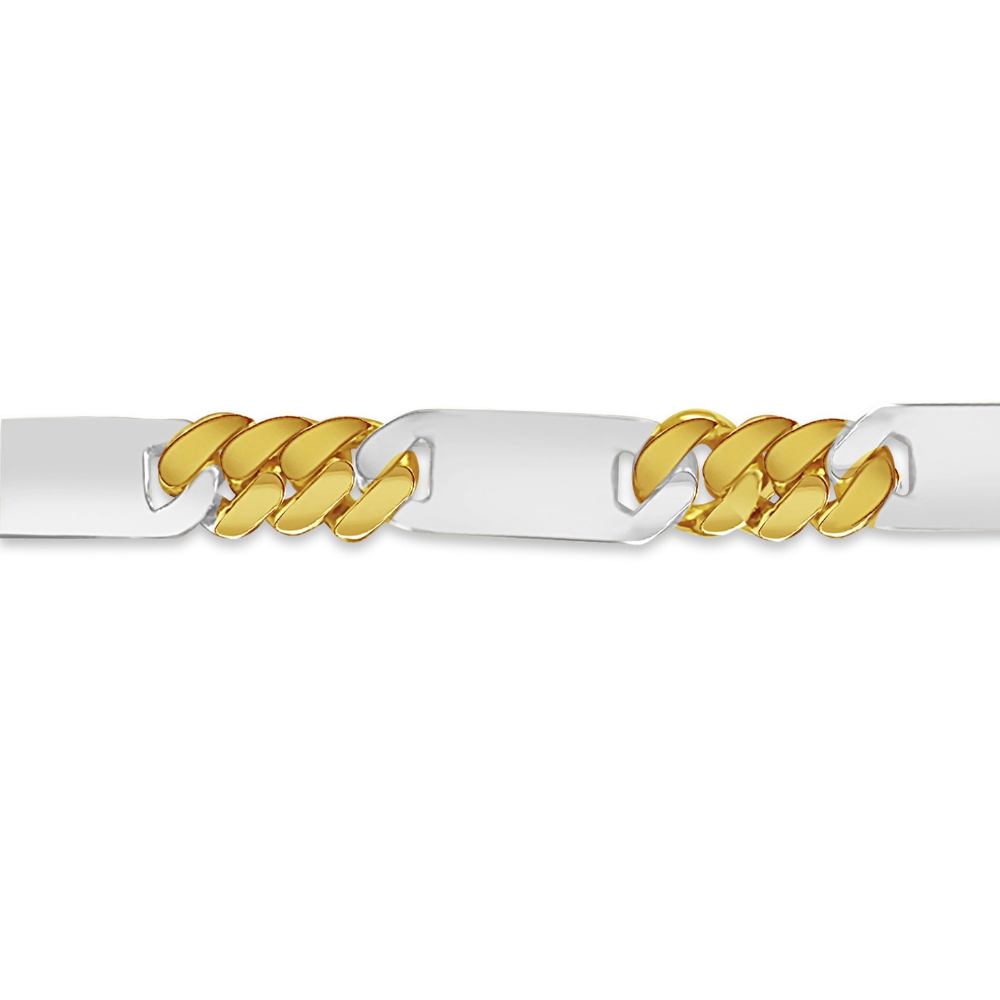 Handmade Solid Gold Figaro Bar Necklace , 8mm