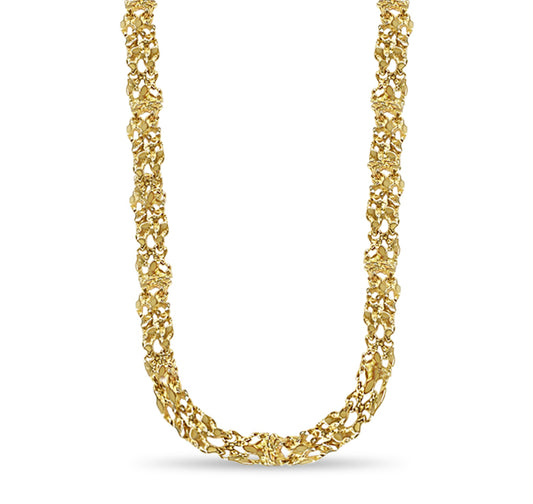 Handmade Solid Gold Nugget Necklace , 11mm