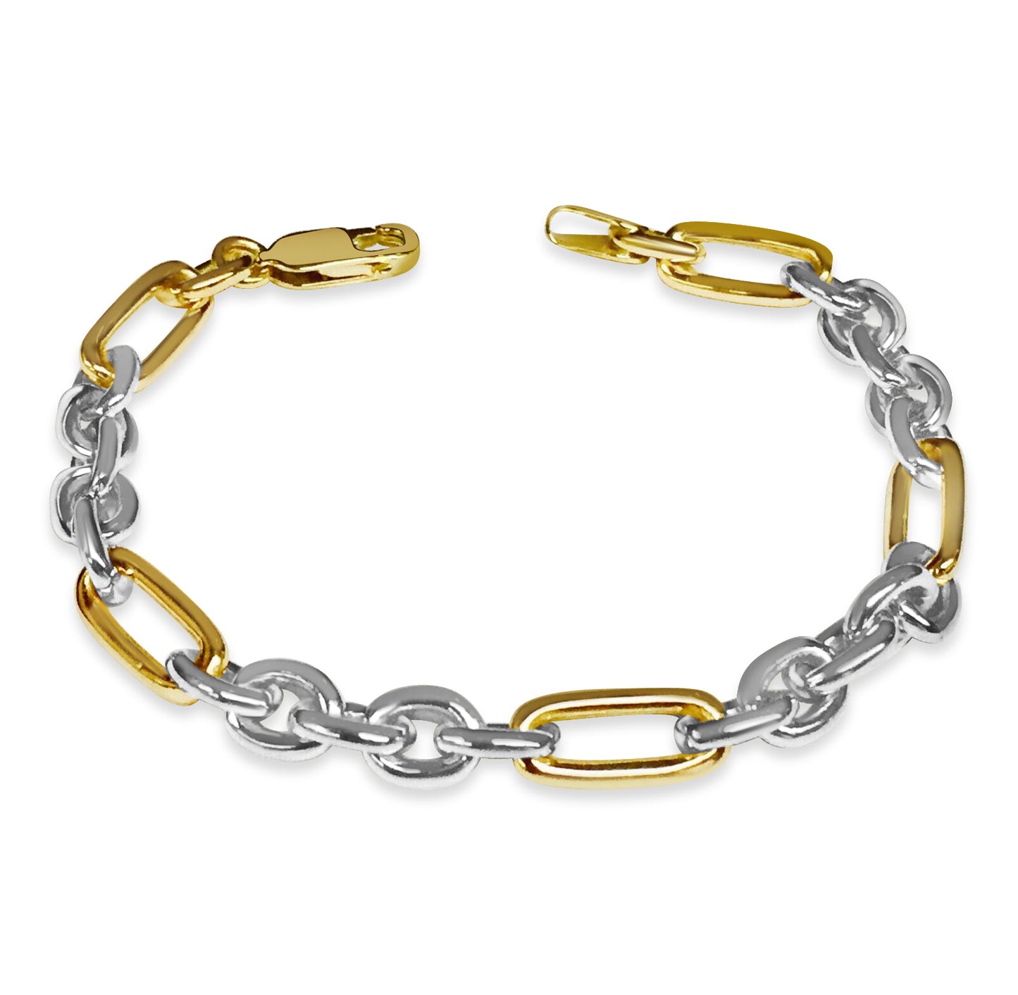 Handmade Solid Gold Rolo (Figaro) Bracelet , 7mm