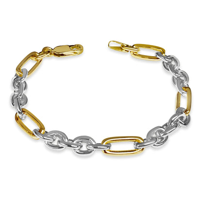 Handmade Solid Gold Rolo (Figaro) Bracelet , 7mm