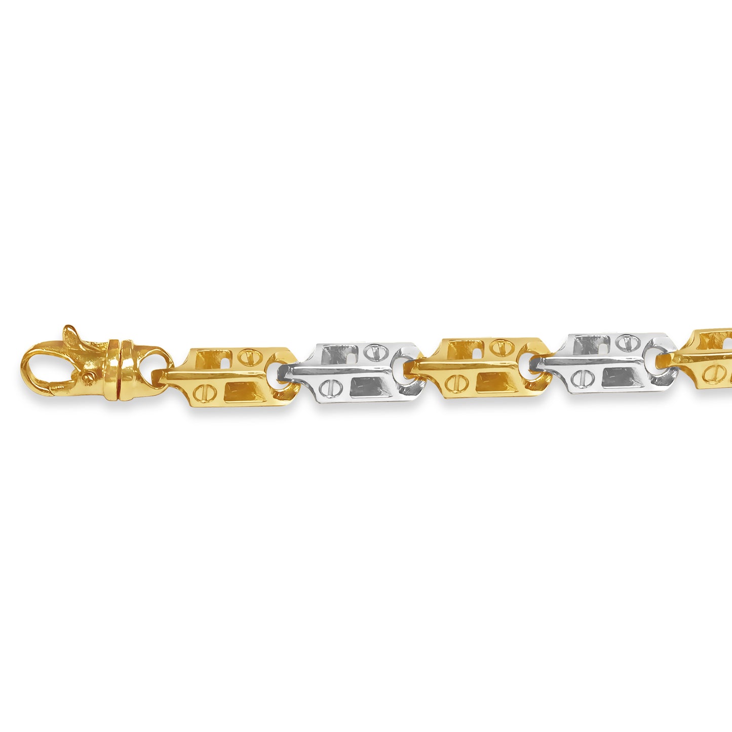 Handmade Solid Gold Fancy Screw Bracelet , 7mm