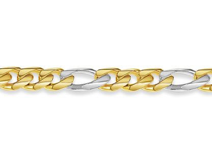 Handmade Solid Gold Figaro Bracelet , 14mm