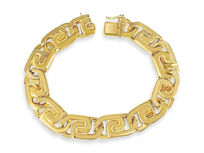 Handmade Solid Gold Tiger Eye Bracelet , 15mm