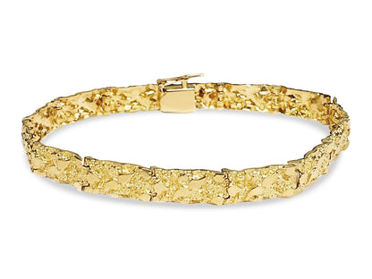 Handmade Solid Gold Nugget Bracelet , 7mm