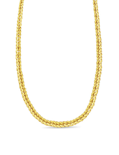 Handmade Solid Gold Curb Necklace , 7mm