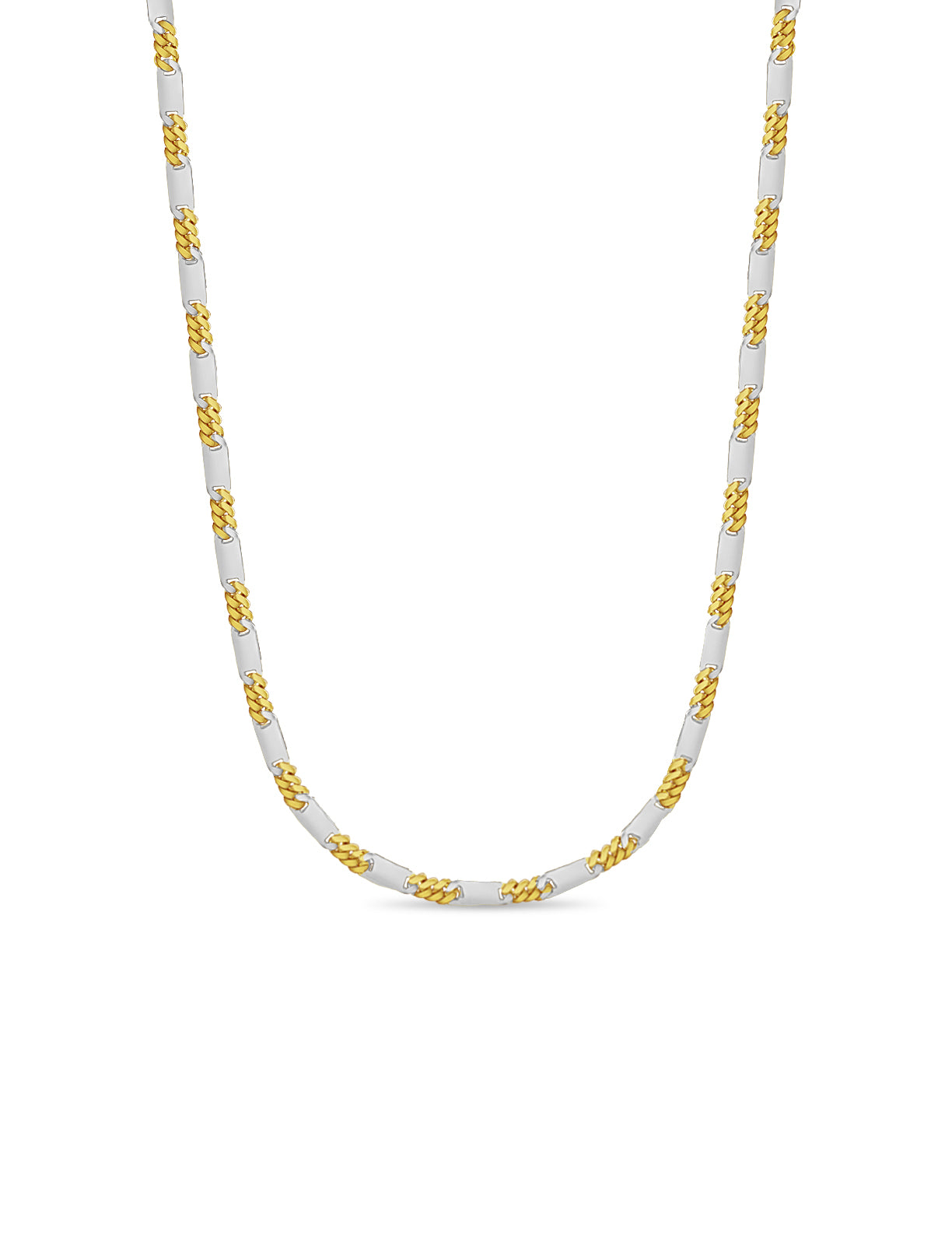 Handmade Solid Gold Figaro Bar Necklace , 8mm