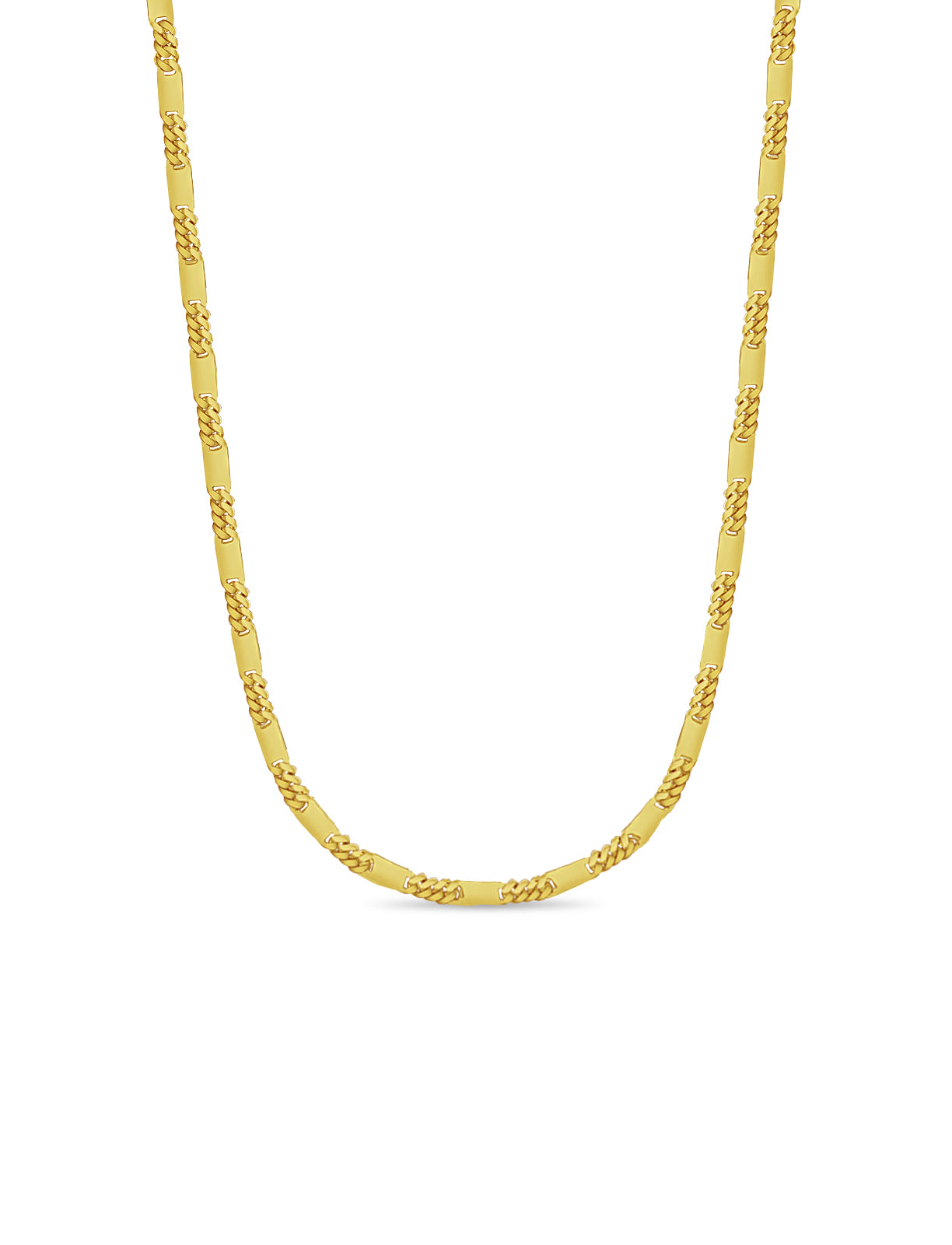 Handmade Solid Gold Figaro Bar Necklace , 8mm
