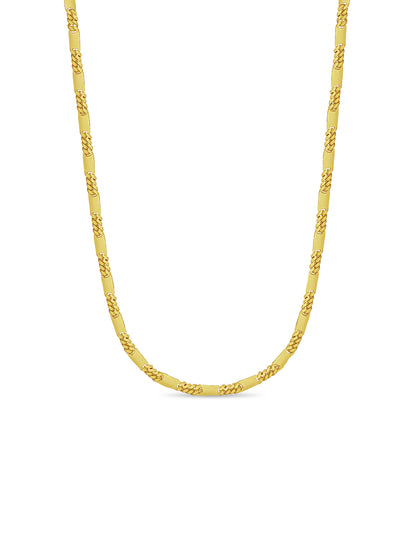 Handmade Solid Gold Figaro Bar Necklace , 8mm