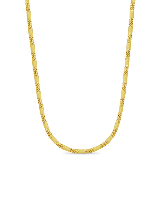 Handmade Solid Gold Figaro Bar Necklace , 8mm