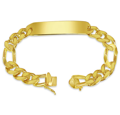 Handmade Solid Gold ID Figaro Bracelet , 12mm