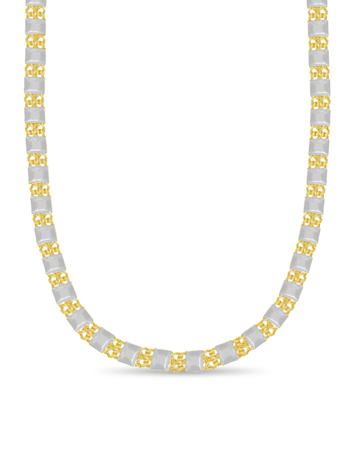 Handmade Solid Gold Curb & Bar Necklace , 17mm