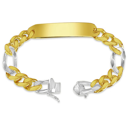 Handmade Solid Gold ID Figaro Bracelet , 12mm