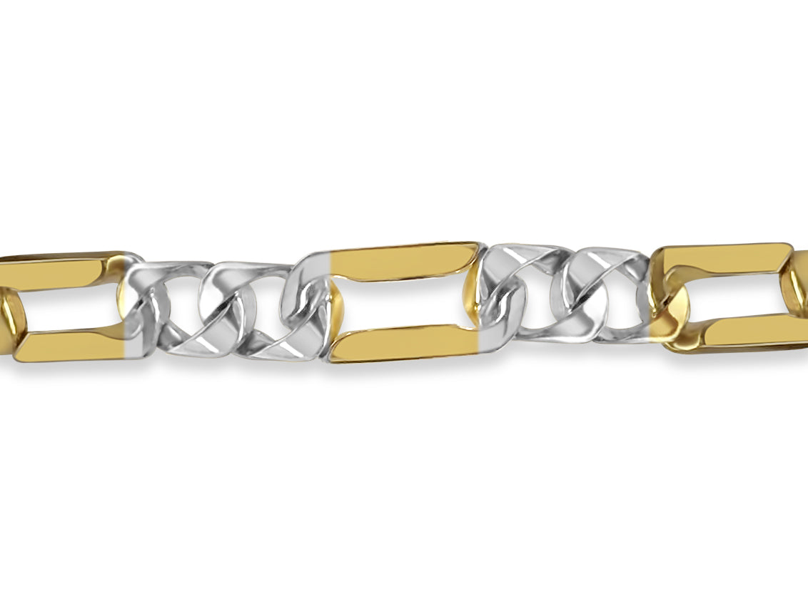 Handmade Solid Gold Figaro Bracelet , 7mm