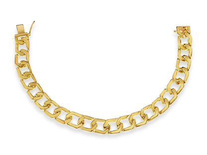 Handmade Solid Gold Curb Bracelet , 11mm