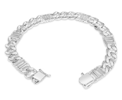 Handmade Solid Gold Curb Bracelet , 9mm