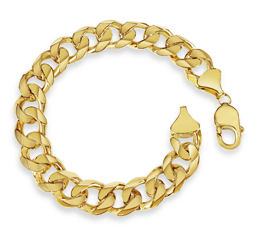 Handmade Solid Gold Curb Bracelet , 13mm