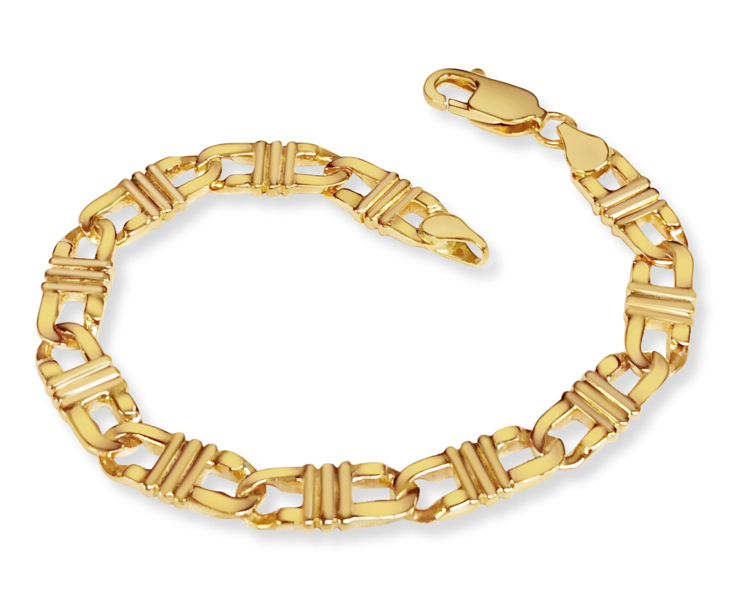 Handmade Solid Gold Flat Bracelet , 7mm