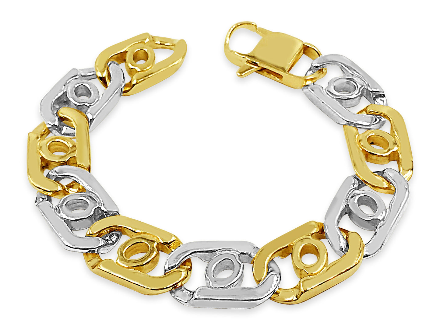 Handmade Solid Gold Bullet Tiger Eye Bracelet , 16mm